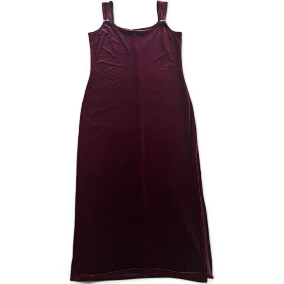 Vintage Fashion Bug Velvet Maxi Dress 16 Burgundy Slip Y2K Whimsigoth Fairy - Picture 2 of 13